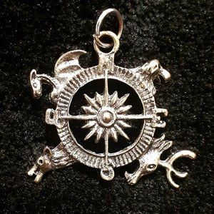 Game of Thrones Four House pendant with central sun and compass rose